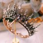 Rsslyn Round Crown Black Crown Beaded Tiaras for Women Crystal Black Beads Black Headpieces