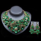 Rsslyn Perfect Christmas Jewelry Set for Women Large Green Crystal Sets