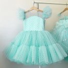 Rsslyn Brand New Mintgreen Dresses for Toddler Girls Polka Dot Dress with Puffy Sleeves