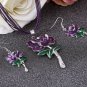 Rsslyn Fashion Jewelry Set Red Leather Necklaces with Matching Rose Earrings