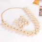 Rsslyn Peach Pink Jewelry Sets Pretty Pink Flower Choker Golden Trim