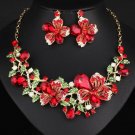 Rsslyn Christmas Jewelry Set Semi- Poinsettia Jewelries Red Floral Choker for Women