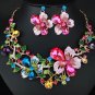 Rsslyn Christmas Jewelry Set Semi- Poinsettia Jewelries Red Floral Choker for Women