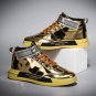 Rsslyn New Silver Shoes for Boys Skateboard Shoes Strap High Top Shoes