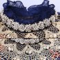 Rsslyn Navy Blue Blouses for Women Lacy Blouses with Turtleneck Pearls