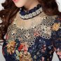Rsslyn Navy Blue Blouses for Women Lacy Blouses with Turtleneck Pearls