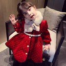 Rsslyn Elegant Baby Girls Christmas Outfit Pearl Belt Quilted Red Coats for Toddler Girls