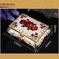 Rsslyn Vintage Large Jewelry Boxes for Wife Ivory Box with Red Rose Birthday Gift to Girlfriend