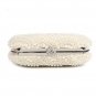 Rsslyn All Pearl Handbags for Women Pearl Evening Bags with Silver Strap