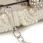 Rsslyn All Pearl Handbags for Women Pearl Evening Bags with Silver Strap
