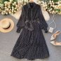 Rsslyn Vintage Maxi Dresses Polka Dot Dress for Thanksgiving Party Fall Autumn Color