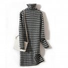 Rsslyn Black Turtleneck Sweaters for Women Houndstooth Warm Sweater Dresses for Women