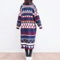 Rsslyn Blue Cardigan for Large Women Winter Coats Winter Long Coats Geometric Pattern Raglan