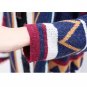 Rsslyn Blue Cardigan for Large Women Winter Coats Winter Long Coats Geometric Pattern Raglan