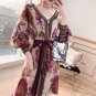 Rsslyn Vintage Sweaters Extra Larger Cardigan Knitted Embroidered Purple Flowers