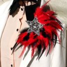 Rsslyn Large Star Brooch Feather Red Brooch for Shoulders