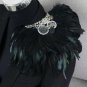 Rsslyn Red Fashion Epaulet Epaulettes Red Feather with Large Star Crystals