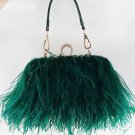 Rsslyn Luxury Green Shoulder Bags Fashion Trend Ostrich Fur Feather Purses