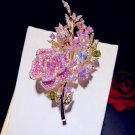 Rsslyn Fashion Brilliant Pink Brooches for Bridesmaids Pink Rose Anniversary Gift