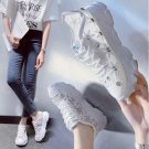 Rsslyn White Tennis Shoes with Floral Rhinestones Summer Sneakers for Teenage Girls