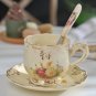 Rsslyn 3pcs/SET European Kitchen Tea Cup Set Peaceful Living Golden Rose Porcelain Personal Use