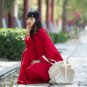 Rsslyn Luxury Red Linen Dress Pretty Color Fashion Linen Dress with Pocket