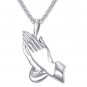 Rsslyn Stainless Steel Golden Praying Hands Necklaces for Men and Women