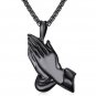 Rsslyn Stainless Steel Golden Praying Hands Necklaces for Men and Women