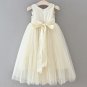 Rsslyn Long Dresses for Toddler Girls Sleeveless Cream Dress Free Tiara