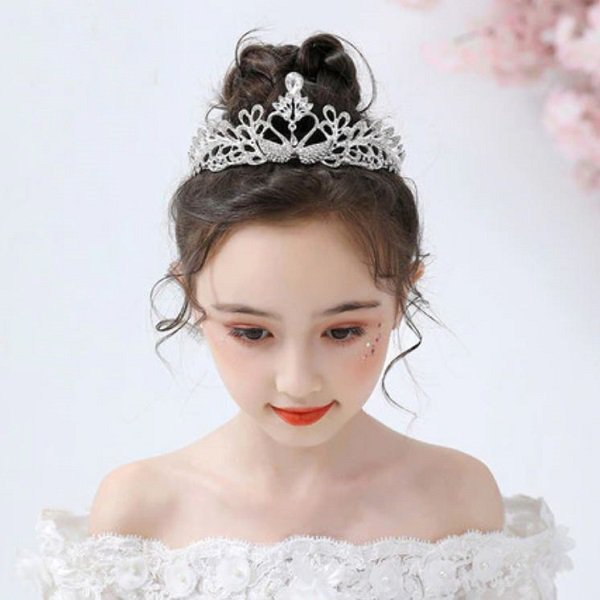 Rsslyn Double Swan Tiaras for Flower Girls Crown Wedding Accessories