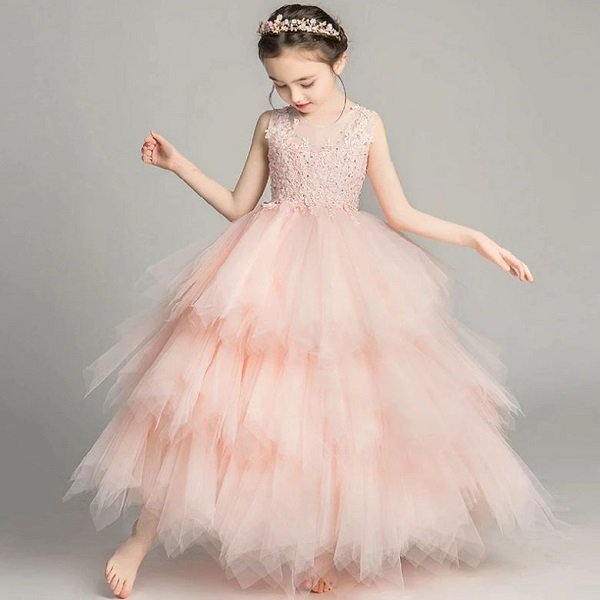 Rsslyn Father-Daughter Dance Tween Girls Charming Peach Dress for Photo Shoot Session Tiara Included