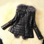 Rsslyn New Black Leather Jacket Faux Fur Collar Fashion Leather Coats