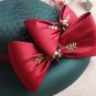 Rsslyn Luxury Christmas Hat with Red Double Bows 100% Silk Fascinators