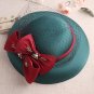 Rsslyn Luxury Christmas Hat with Red Double Bows 100% Silk Fascinators