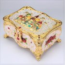 Rsslyn Princess Jewelry Boxes Carved Red Roses Castle and Golden Edging