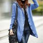 Rsslyn Knitted Sweaters Knitted Hooded Jacket Blue Cardigan with Warm Velvet Lining