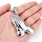 Rsslyn Stainless Steel Praying Hands Gift Necklace 1 Thessalonians 5:17