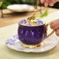 Rsslyn Purple Flower Tea Cup Set Saucer and Spoon Purple Butterfly Porcelain