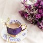 Rsslyn Purple Flower Tea Cup Set Saucer and Spoon Purple Butterfly Porcelain