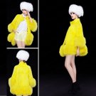 Rsslyn Hot Selling Yellow Poncho for Women Real Rex Rabbit Real Mongolian Lamb Fur