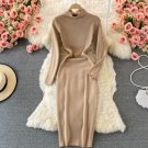 Rsslyn Turtleneck Thermal Dress Under Coat Stretchable Beige Color Turtleneck Dress