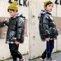 Rsslyn Handsome Hooded Parka for Boys Waterproof Plaid Black Coats for Growing Tween Boys