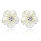 Rsslyn Carved Pearl Earrings with Crystal Stone 925 Sterling Earring Minimalist Bridal Earrings