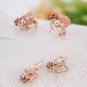 Rsslyn Cute Clip Earrings for Women Double Rose Gold