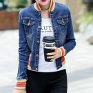 Rsslyn Denim jackets for Women Stripe Stretchy Neckline Crop Jackets for Teenage Girls