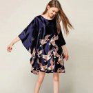 Rsslyn Mini Dresses for Women Fashion Navy Blue Tops Navy Blue Silk Blouses