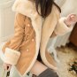 Rsslyn Fashion Wool Red Jacket wit Thick Fur Lining Warm Fleece Turtleneck Coats