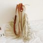 Rsslyn Fashion Bucket Bags Handmade Leather Bags Beige Ivory Shoulder Bags with Tassels