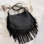 Rsslyn Fashion Bucket Bags Handmade Leather Bags Beige Ivory Shoulder Bags with Tassels