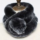 Rsslyn Very Soft in Texture Back to Back Fur Neck Warmers Black Scarves for Women